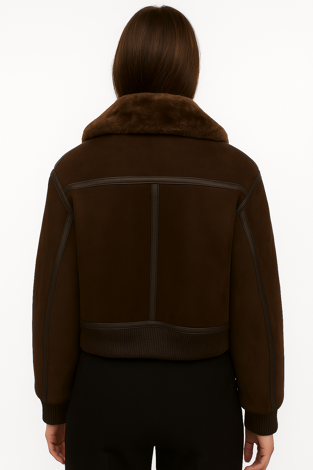 Damska krótka kurtka typu bomber z szeroką stójką