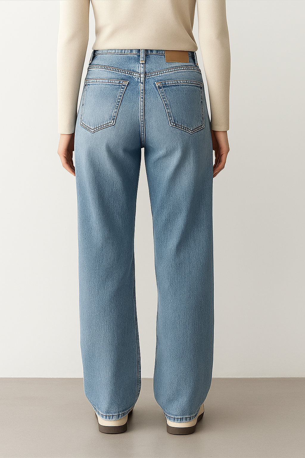 Damskie jeansy z wysokim stanem i prostymi nogawkami