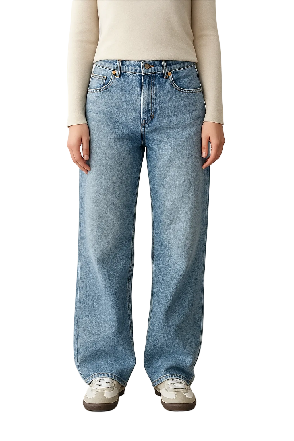 Damskie jeansy z wysokim stanem i prostymi nogawkami