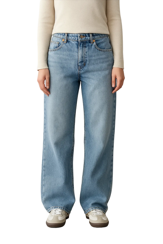 Damskie jeansy z wysokim stanem i prostymi nogawkami